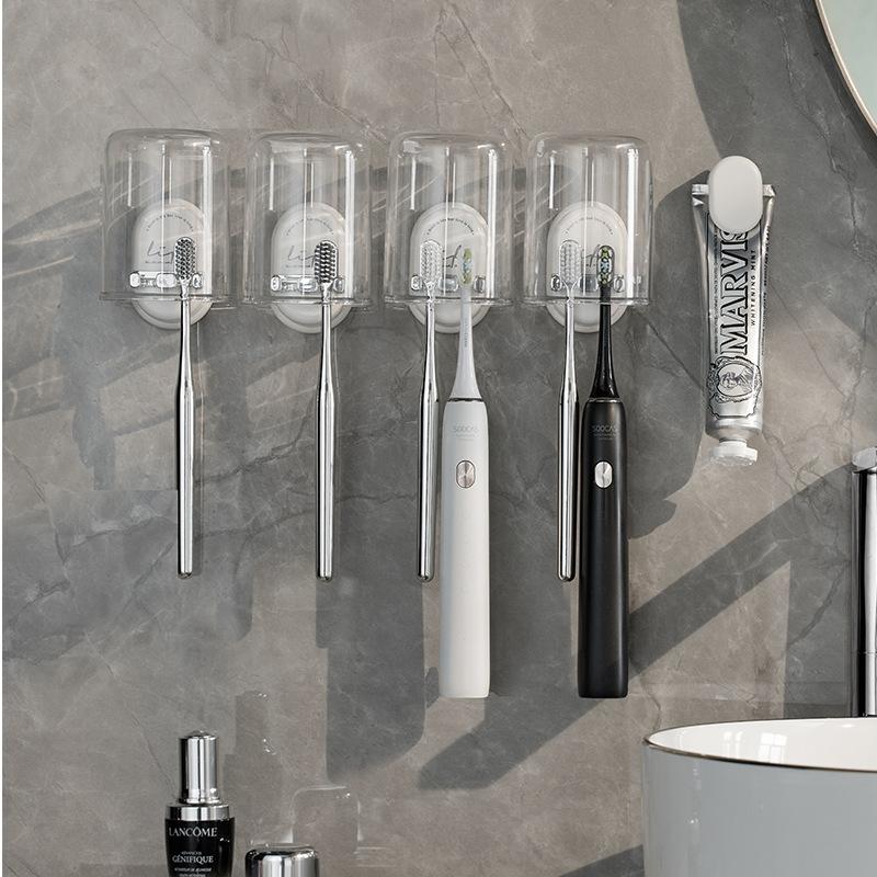 Zahnbürstenhalter Aufbewahrungsregal Douyin Badezimmer Wandmontage Mundspülbecher Stanzfrei Dental Zylinderhalter Set