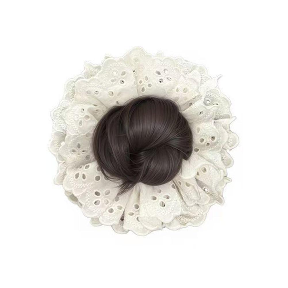 

Женский кружевной парик-бутон на клипсах, корейский стиль, артефакт для волос, пучок, кружевная накладка для волос на клипсах, основа для конского хвоста L4B2 Brown and black-One size