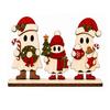 Decorative Ghost Statue for Mantel 3Pcs Wooden Christmas Ornaments with Stable Base Tabletop Holiday Entryway Cabinet Decorations Decor, 2D Flat Cute