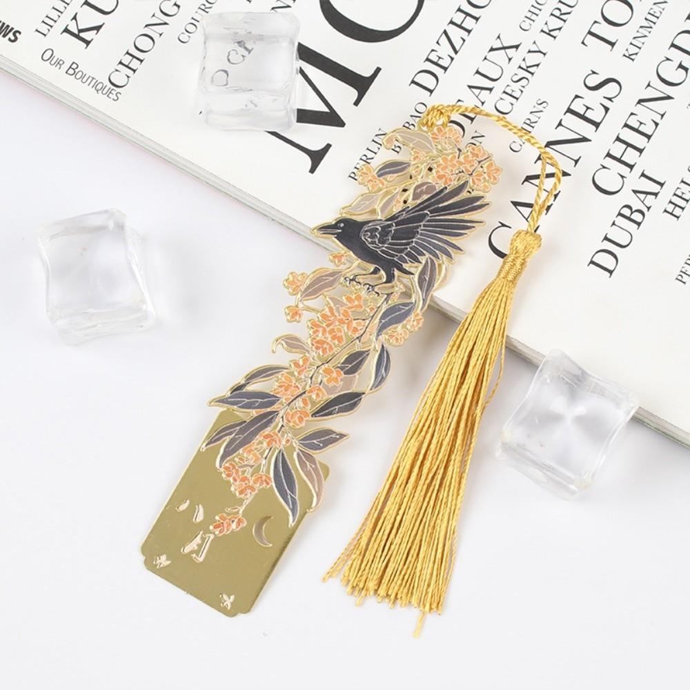 

Hollow Metal Plants Bookmark Exquisite Rectangular Reading Stationery Oil Painting Style Flower & Birds Reading Book Tools