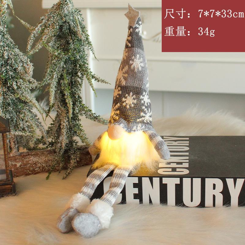 Christmas Scene Dress Up Props Luminous Seated With Lights Knitted Forest Man Doll Ornament