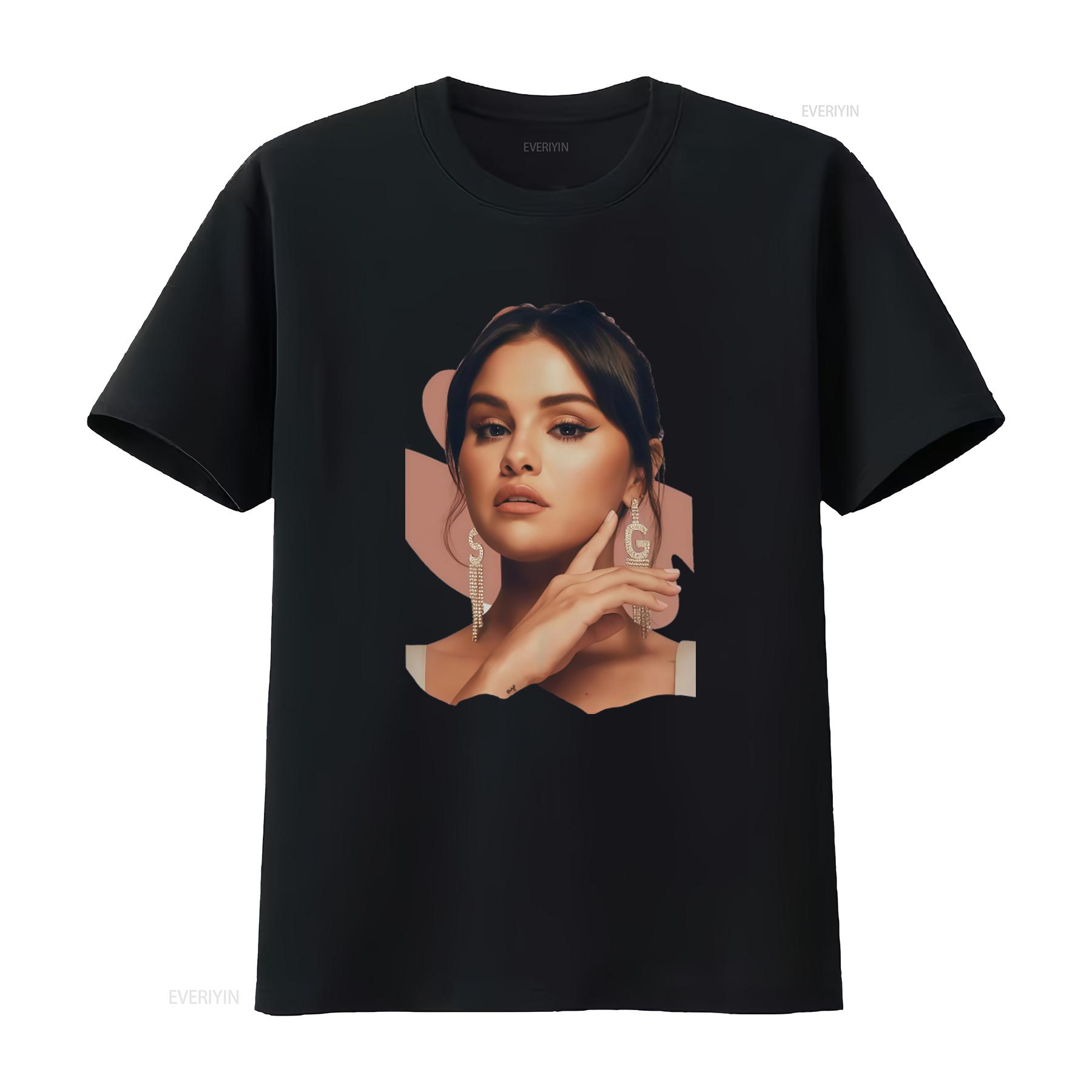 

New Selena Gomez Music Inspired T Shirt Black All Sizes Sparkling Design NG2067 vintage Washed homme Stretched streetwear 4XL