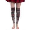 Women Bohemian Knitted Long Leg Warmers Cover Fluorescent Colorful Striped Thick Warm Thigh High Socks Over Knee Stockings Boot Cuffs Khaki