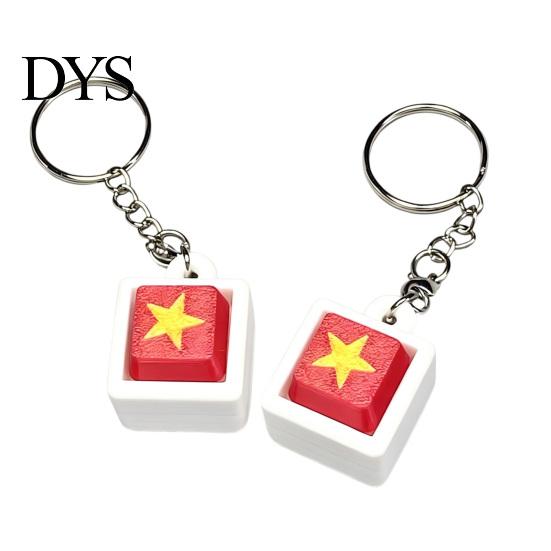 Tactile Mechanical Switch Clicker Five-Star Red Flag Keyboard Fidget Toy, 3D Printed Decompression Button Fun Desk Toy for Stress Reduction Keychain,
