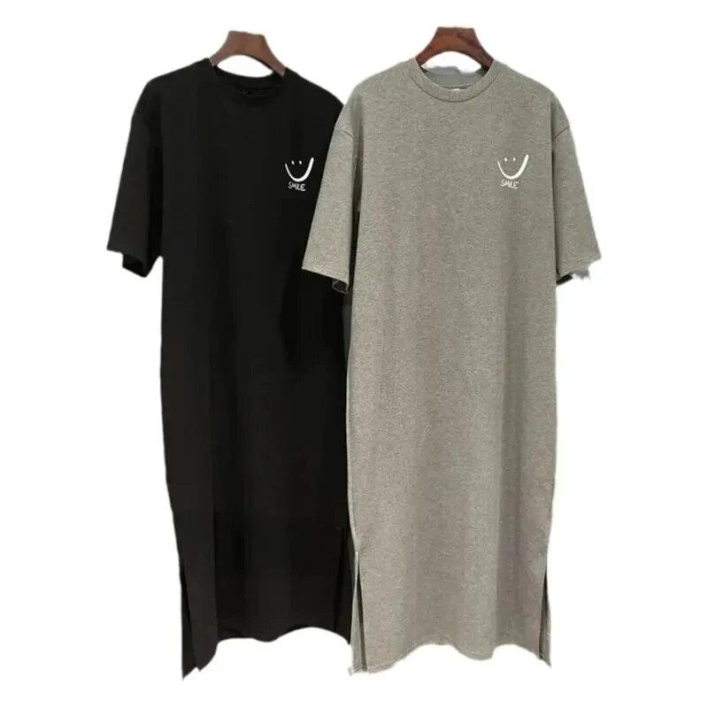 Vestido camisero de manga corta para mujer, nuevo, holgado, largo medio, por encima de la rodilla, de verano