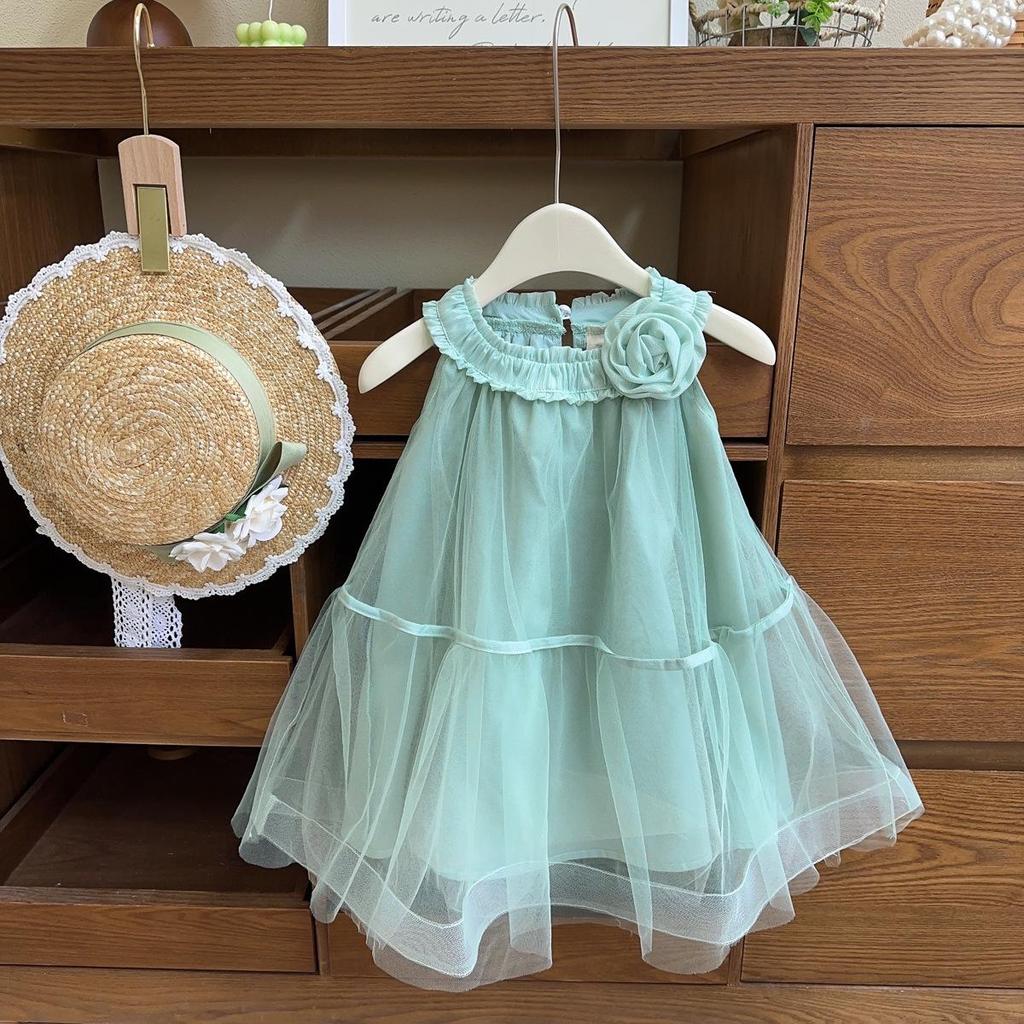 Korean Style Sleeveless Mesh Dress for Girls - Summer Puffy Princess Skirt (EXB105)