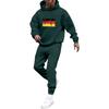 Men's Solid Color Flag Print Hooded Universal Versatile Hooded Sweatshirt Sweatpants Casual Sports Suit