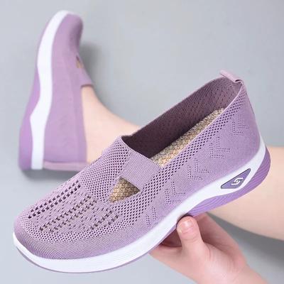 2024 Sommer Neue Komfort Casual Damenschuhe Mode Weiche Sohle Atmungsaktive Aushöhlen Flache Schuhe für Damen