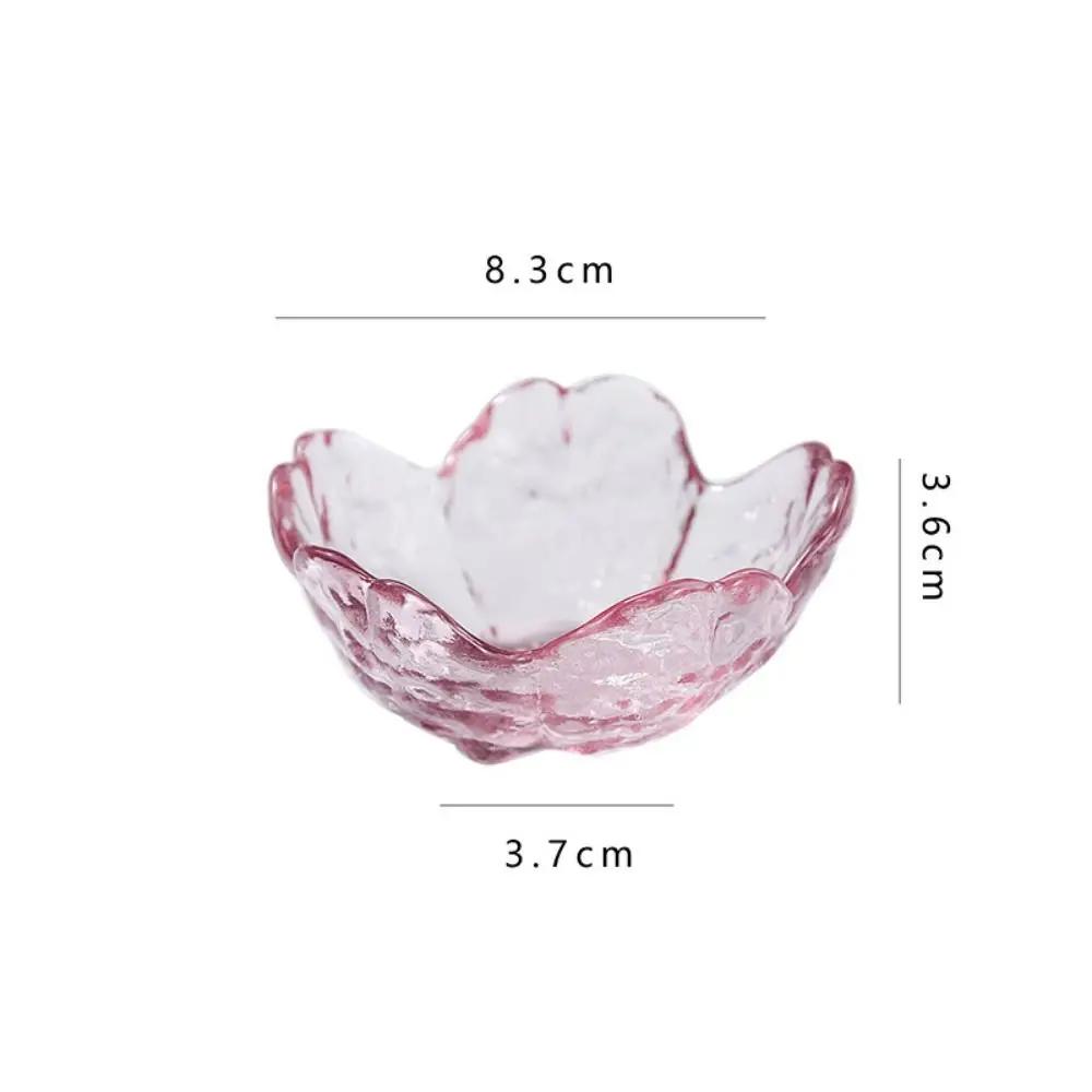 Creative Gold Inlay Glass Sakura Disc Japanese Small Sauce Bowl Nordic Style Flower Candle Holder Wedding Table