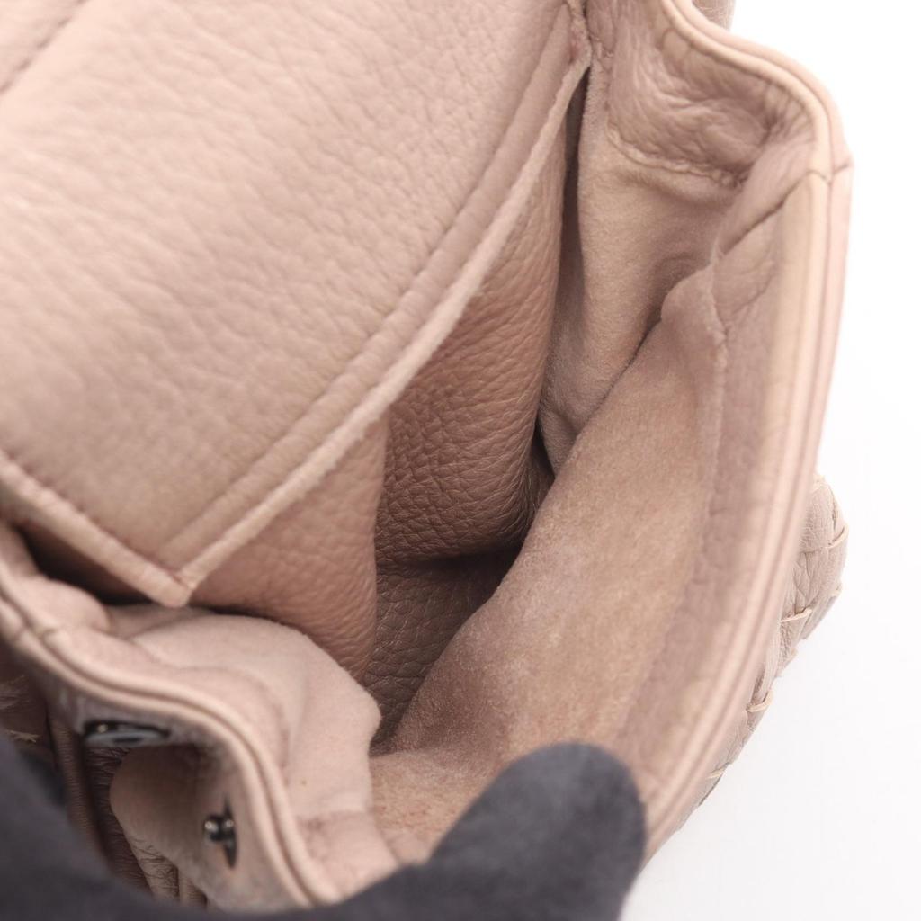 Used BOTTEGA VENETA Cocker Intrecciato Shoulder Bag Leather Pink Used Women