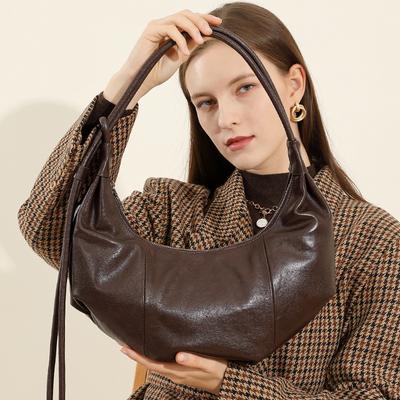 Crossbody Bag Croissants Genuine Leather Design Shoulder Bag Underarm Bag Commuter Large Capacity Women's Bag