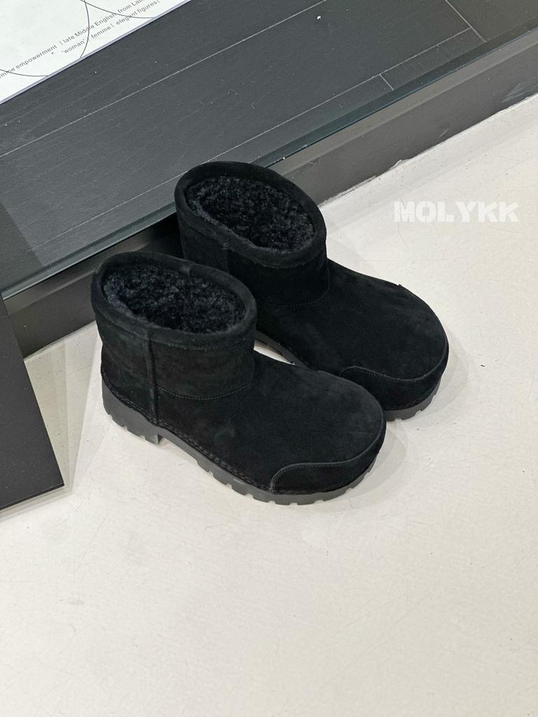 Genuine leather cowhide women's shoes trendy snow boots women's 2025 winter new thickened velvet short tube fashionable versatile warm