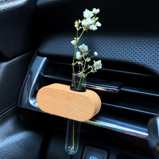 Car Air Outlet Decoration Artistic Flower Arranger Holder Universal Simple Installation Tube Vases with Magnet Stand Auto Interior Decor Accessory
