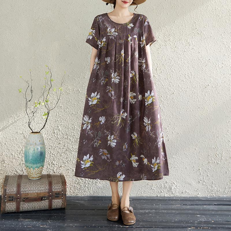 Letné oversize šaty Elegantné dámske dlhé šaty s krátkym rukávom Plus veľkosti