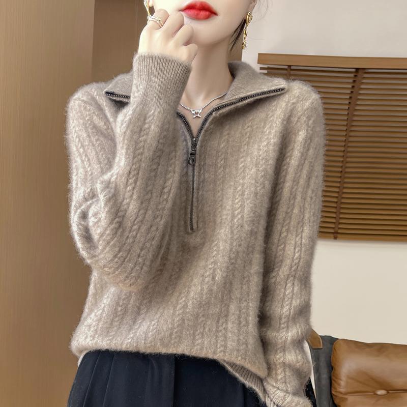 Women's Cashmere Sweater Qinghe Cashmere 30% Cashmere 70% Wool Women's Autumn and Winter Thick Cashmere Pullover Soft and Warm