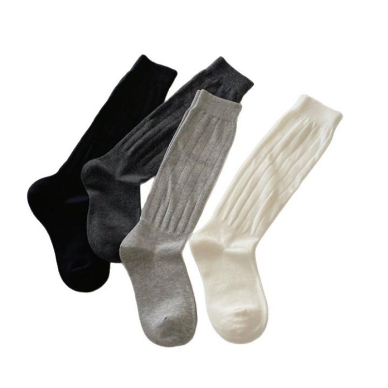 Trendy Ballet-style Solid-color Calf Socks, High Thigh-high Socks for Slimming, Striped Pressure Socks Paired with Skirts, Pile Socks