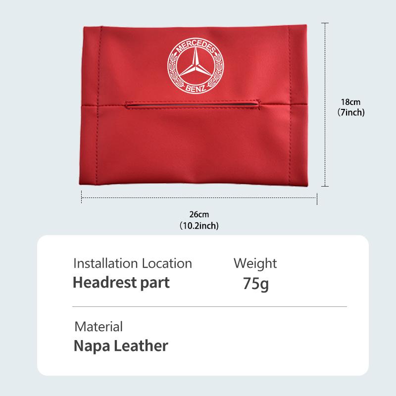 For Benz Car Armrest Box Seat Back Hanging Tissue Bag Cover Tissue Storage Accessories AMG W213 W124 W108 W126 Exclusive W204