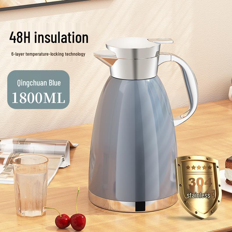 Stainless Steel Insulated Thermos Flask with Large Capacity for Hot Water and Stewing Tea.