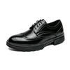 Men's Large Size Casual Brogue Leather Shoes, Pointed Toe, Height Increasing, Size 46