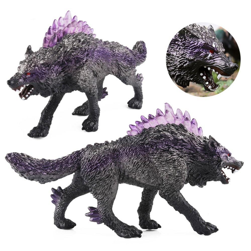 Plastic Simulated Solid Animal Model Shadow Wolf Warcraft Mythical Series Toys  Desk Decor