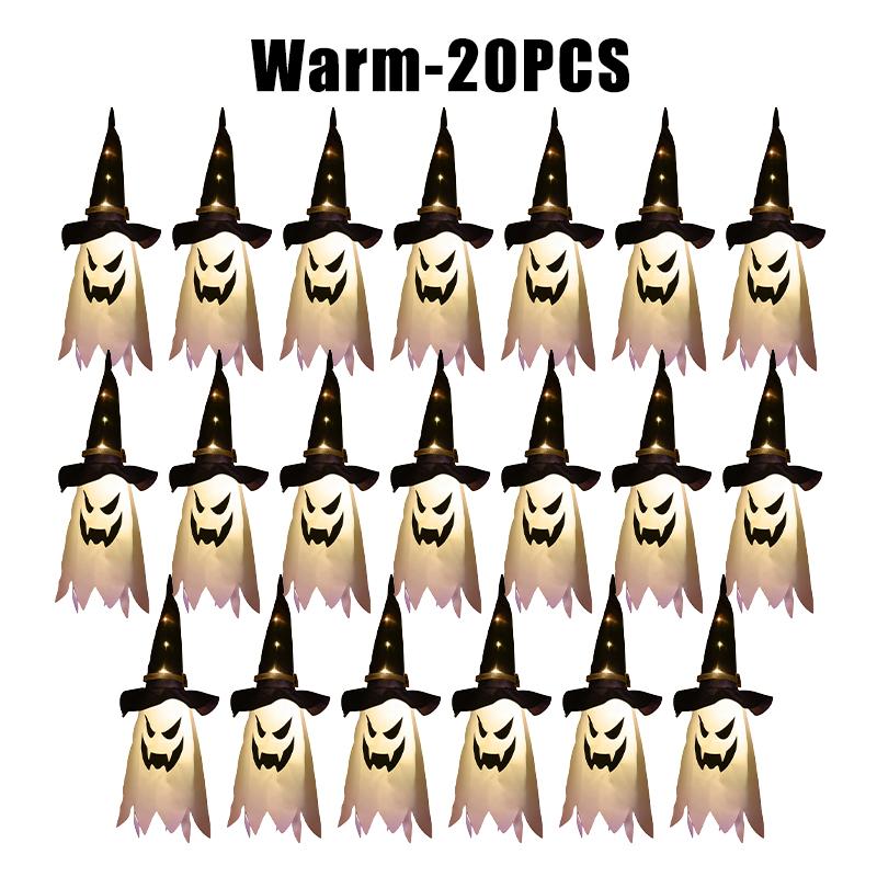 Glow in Dark Halloween Pendant LED Light Up Ghost Wizard Hat Necklace Scary Party Prop Festival Dress Up Accessory