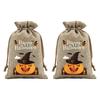 Handmade Style Party Bags 2Pcs Halloween Pumpkin Drawstring for Candy Treats, Retro Burlap Festival Totes Trick or Treat Bags, Portable Goodie