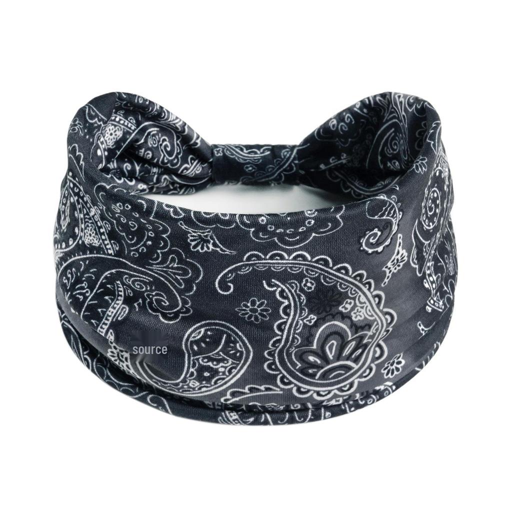 Bohemian Retro Print Yoga Headband: Wide African-Inspired Headscarf for Women