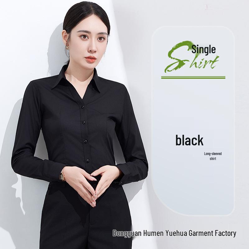 Women's New Style Non-Iron White V-Neck Professional Shirt – White-Collar Business Fashion Formal Wear