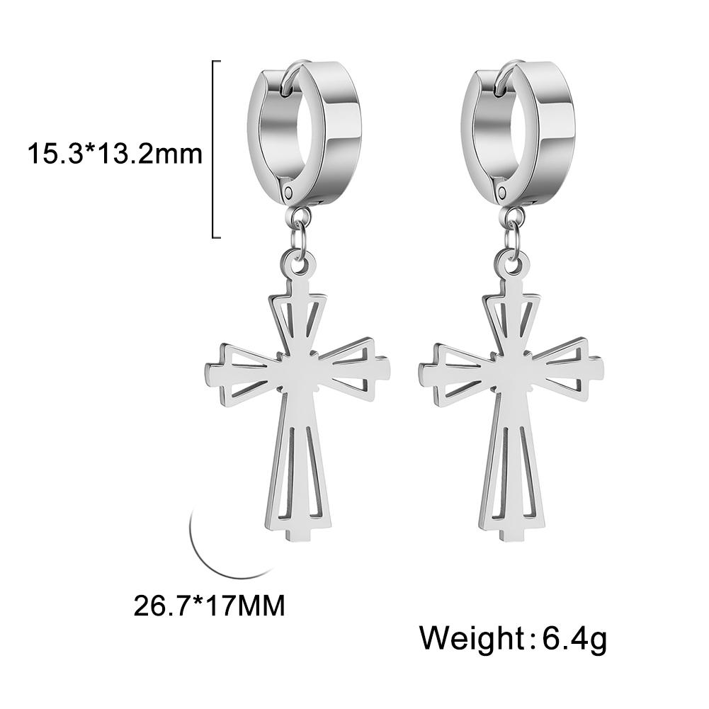 Gothic Cross Earrings for Women Men Stainless Steel Hoop Earrings Christian Religious Jewelry Amulet Gifts Daily Accessories