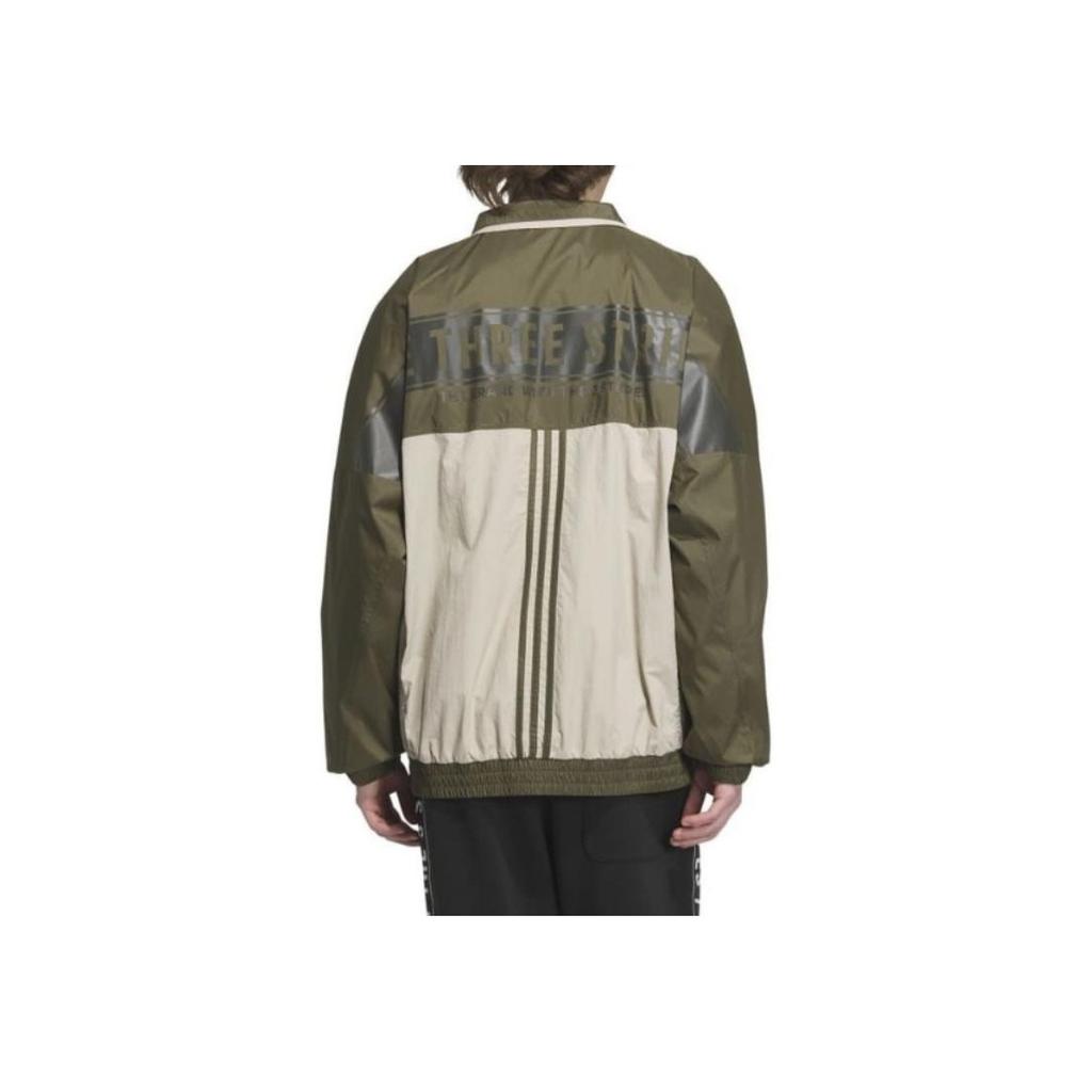 Adidas High Collar Zip-Up Long-Sleeve Jacket Unisex Jacket Green IK7353