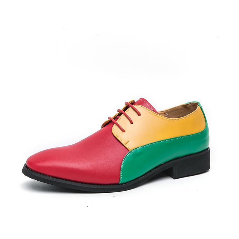 Fashion Spring Colored Oxford Shoes Men's Adult Party Color Blocking Casual Shoes Pointed Wedding Tie Lightweight High-quality Loafers
