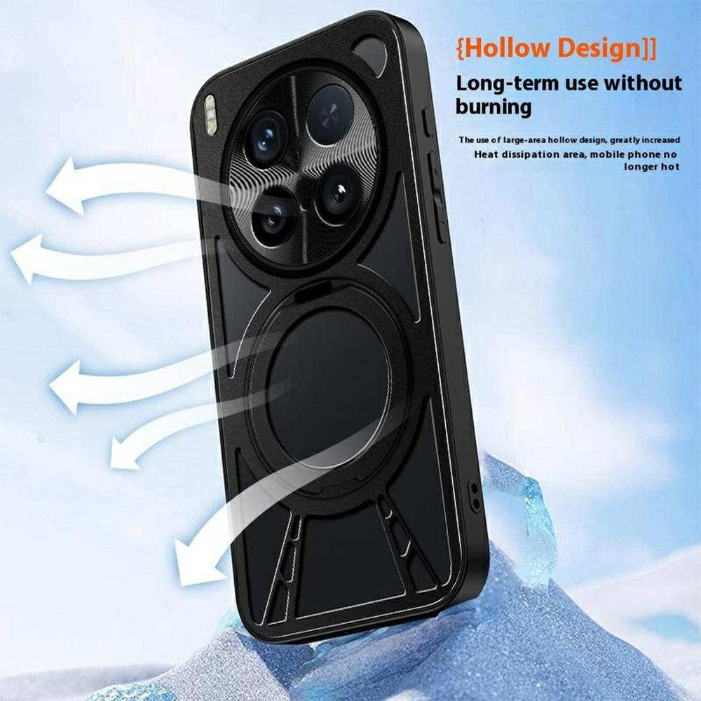 For vivo X200 Ultra 5G Case Magnetic Kickstand Hollow Heat Dissipation Silicone + PC + Metal Bumper Phone Cover