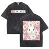 Double Sided Animal Pattern Print Vintage Washed T Shirt Oversized Cotton Aesthetic Kawaii Casual Short Sleeve Streetwear Tee