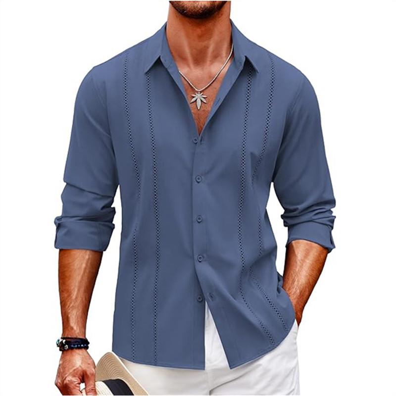 

Весна Осень Простая Повседневная Рубашка С Длинным Рукавом Пляжная Кнопка Мужская Однотонная Рубашка С Длинным Рукавом S океан синий