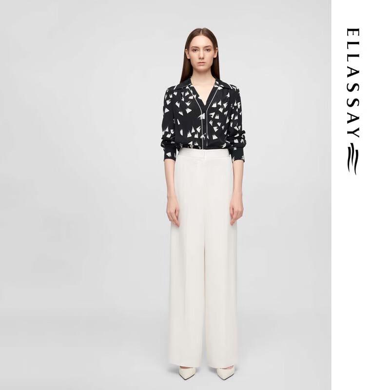 ELLASSAY Triacetate High-Waist Wide-Leg Pants EWE362K04100
