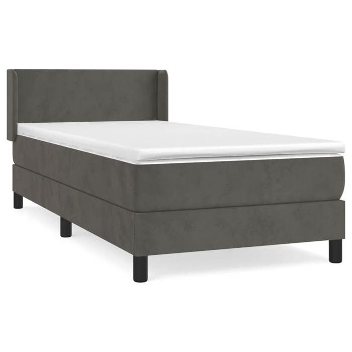 VidaXL Lit à sommier tapissier et matelas Gris foncé 90x190 cm Velours - Modèle 3130812