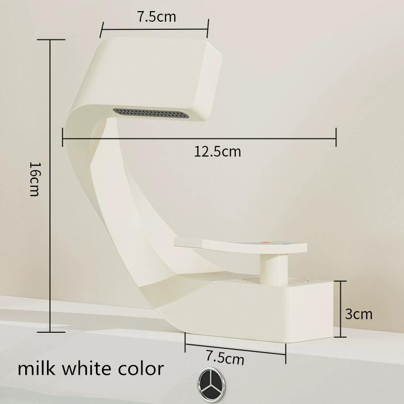

Basin Faucet Hot and Cold Bathroom Single Lever Brass White Sink Mixer Decked Gold White Single Lever Waterfall Sink Mixer молочный белый