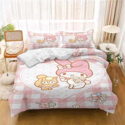 MINISO-My Melody Paplan garnitúrák Gyerek ágynemű garnitúra Otthon Ikres 3 részes garnitúra 1 Paplanhuzat Luxus 100% Poliészter Modern nyomott