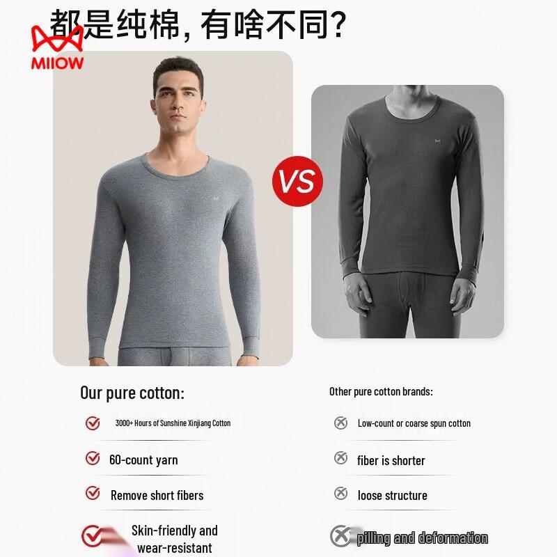 Miiow Men's Cotton Thermal Underwear Set