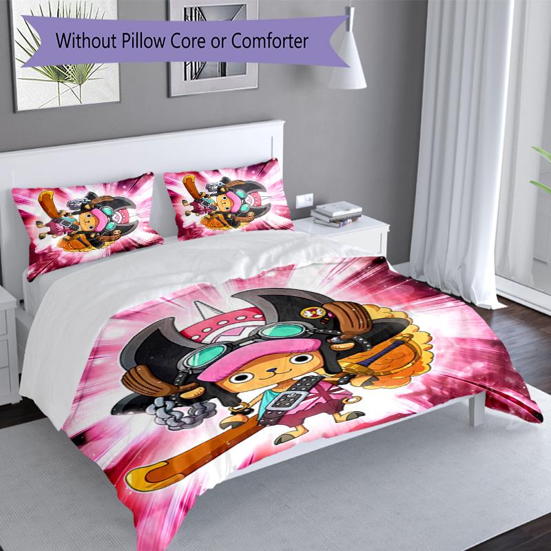 3pcs One Piece Tony Tony Chopper pattern bedding set duvet cover set includes duvet cover &pillowcases, perfect all season bedroom decoration & gift