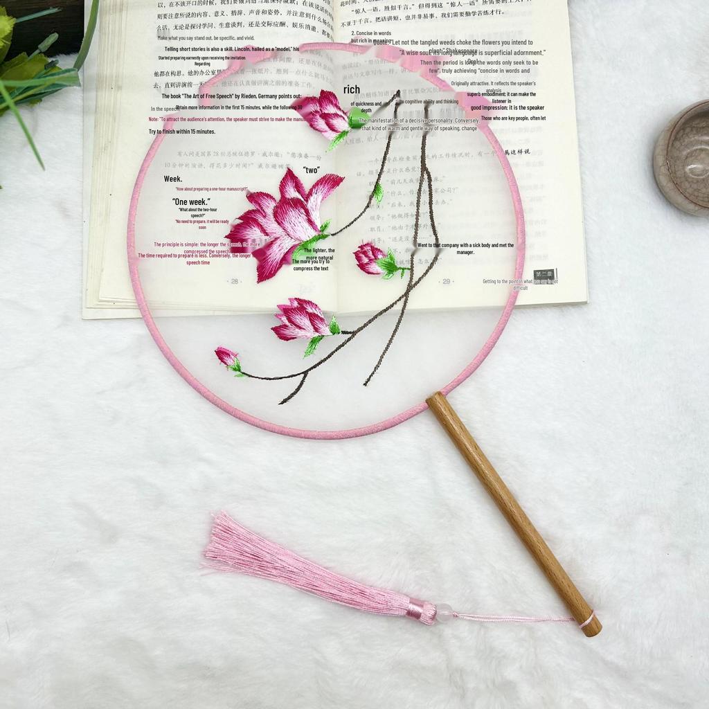 Ancient Style Single-Sided Suzhou Embroidery Dance Fan