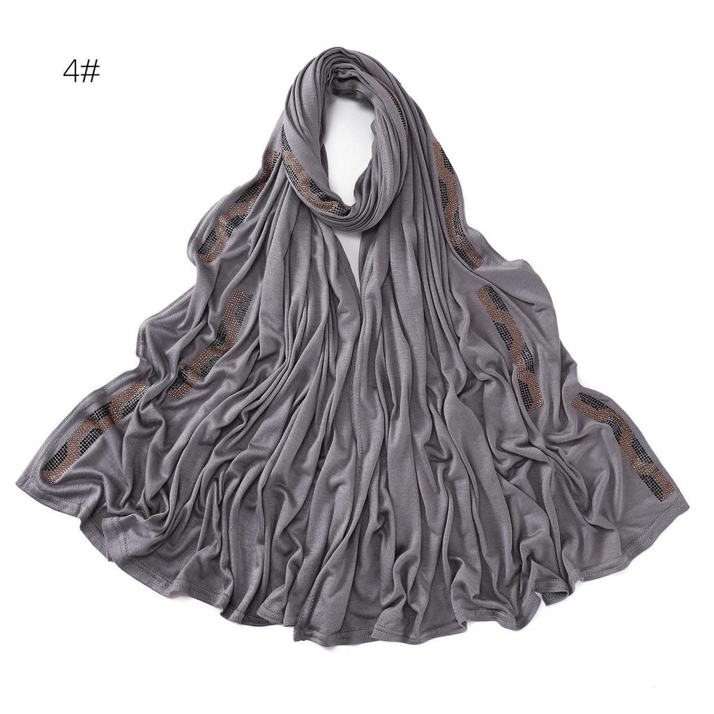 Mercerisierter Baumwollschal mit Goldakzent und elastischen Rautenstreifen