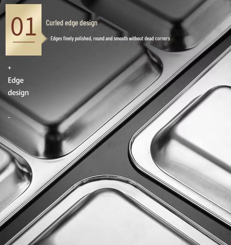 304 Stainless Steel Compartment Meal Tray for Kindergarten Students, Adults, and Canteens