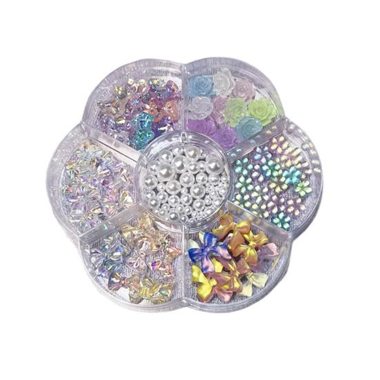 

Украшение для ногтей Медведь Банни Лук Цветок Стразы Подвески Смешанный набор DIY Дизайн ногтей 3D Украшение Маникюр F