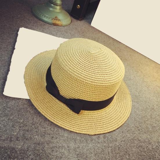 Bowknot Decor Flat Dome Straw Hat Folding Thin Women Wide Brim Sunscreen Bucket Hat Fashion Accessories