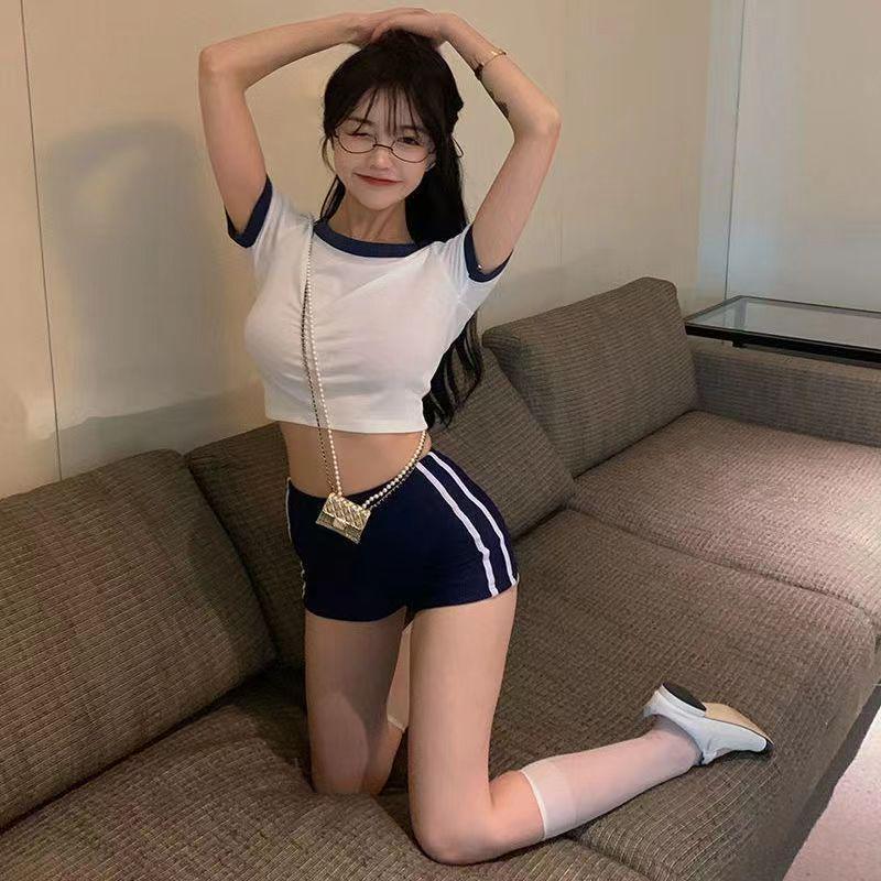 Women's High Waist Two-Piece Sports Set – Summer Fashion Crop Top & Shorts