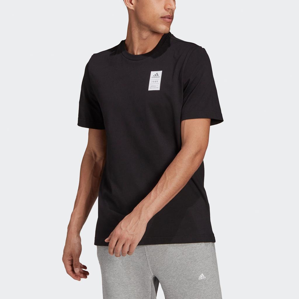 Adidas 3-Streifen Logo Print Lässiges Sport Kurzarm T-Shirt Herren Oberteile Schwarz GU3642