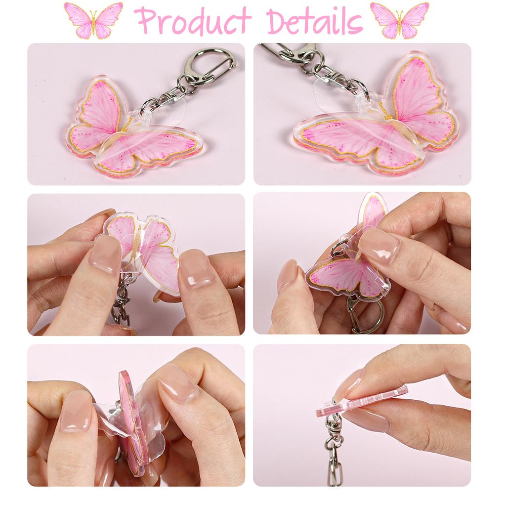 6pcs Butterfly Keychains Butterfly Theme Keychains Birthday Party Decoration Kids Wedding PartySupplies Baby Shower Gifts Decor