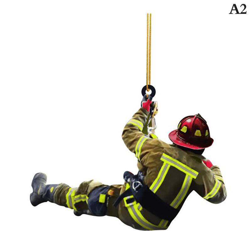 2D Christmas Firefighter Pendant Christmas Pendant Dwarf Car Pendant Statue Craft Party Accessories Decoration new year 2025