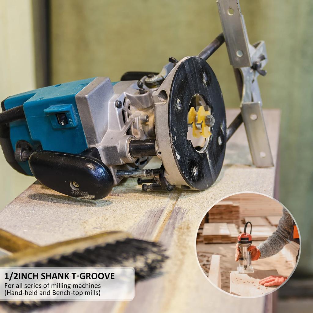 3-12mm T Slot Router Bit 1/2in Shank Handle Belt Bearing Woodworking Tool Router Bits 3 Teeth Wood Router Bit for Countertop2025